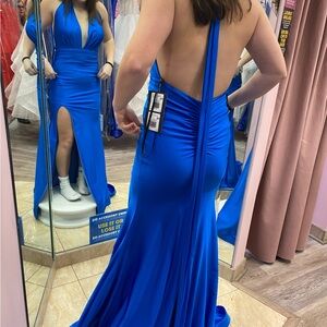 Stunning Backless Blue Dress